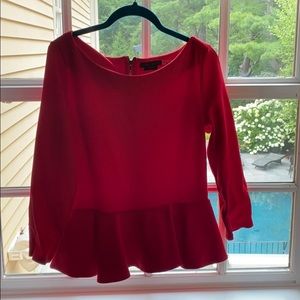 Alice and Olivia Red Peplum Blouse